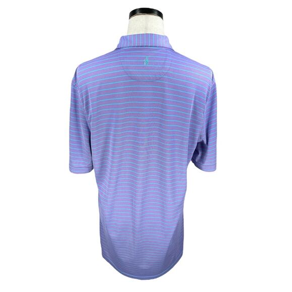 Johnnie-O Polo Shirt Men’s Medium Purple Blue Striped Stretch Performance Golf - Picture 4 of 11